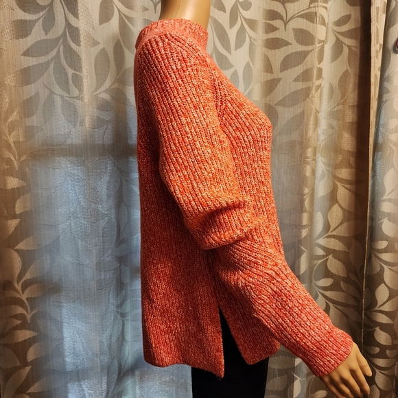 Loft Mock Neck Ribbed Red and White Sweater Size M - Picture 4 of 11